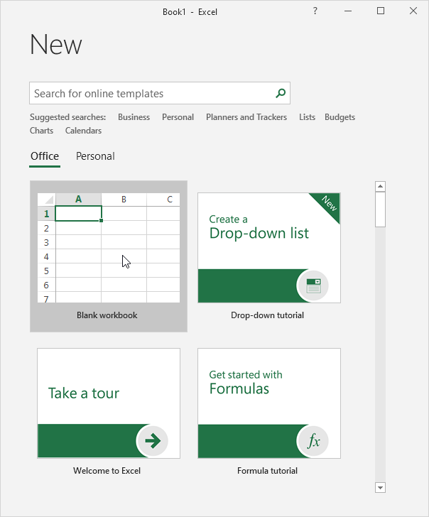 Create a New Excel Workbook