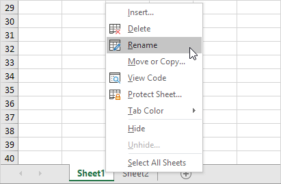 Rename a Worksheet