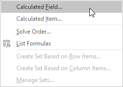 Nhấp vào trường Tính Click Calculated Field