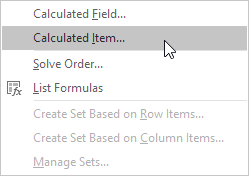 Nhấp vào Tính mục Click Calculated Item