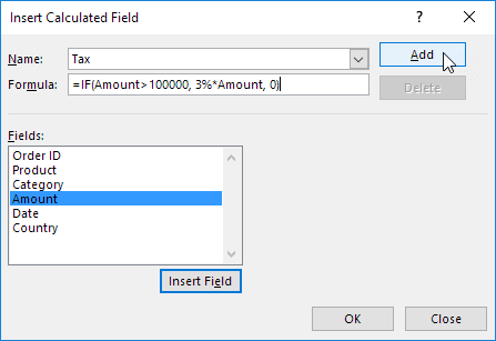 Insert Calculated Field