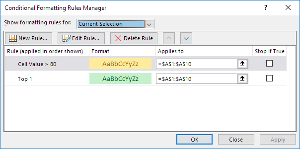 Conflicting Conditional Formatting Rules 1