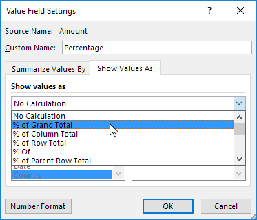 Show Values As