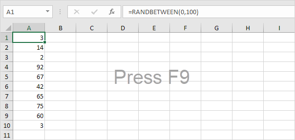Random Number Generator in Excel