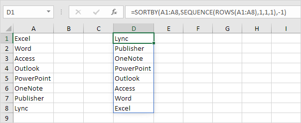 Reverse Order in Excel
