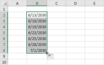 Date Pattern Dragged Down