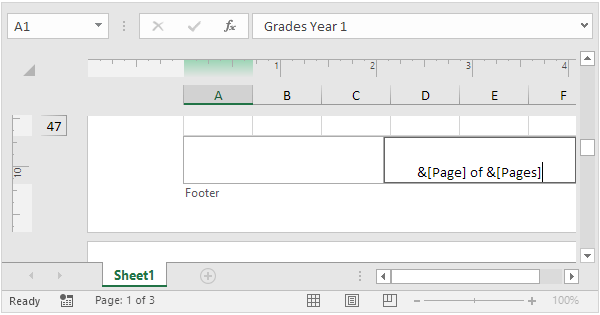 Excel Page Numbers Different Worksheets