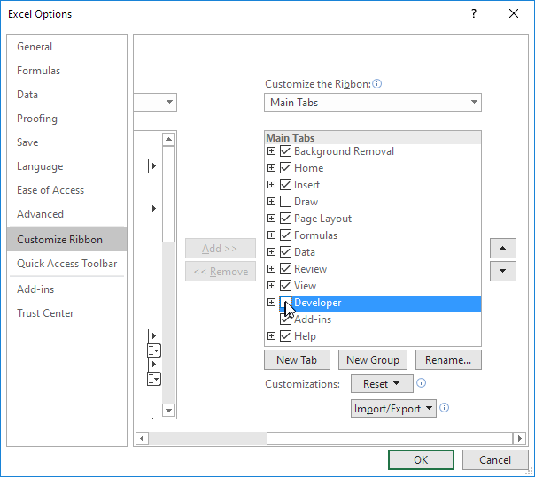 Turn on the Developer Tab Turn on the Developer Tab