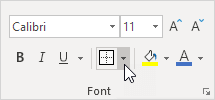 Borders and Font Color in excel