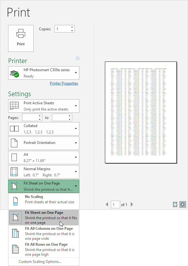 Fit Sheet on One Page