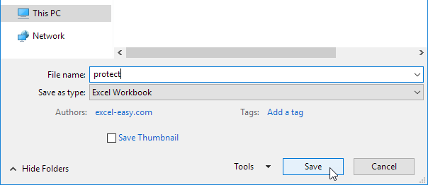 Click Save to keep safe file in excel