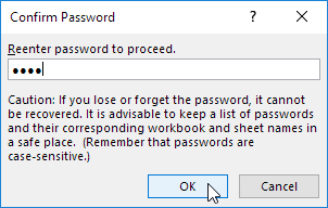 Reenter the Password in excel file
