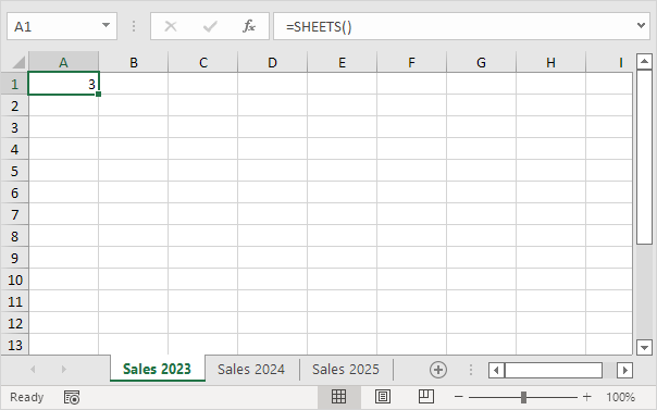 SHEETS function in Excel