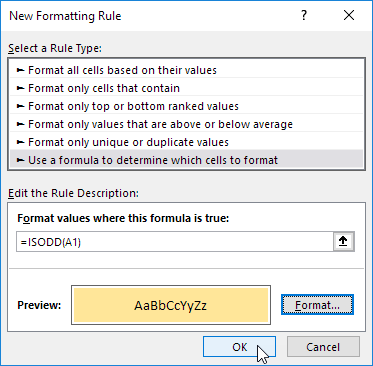 Use a formula to determine which cells to format