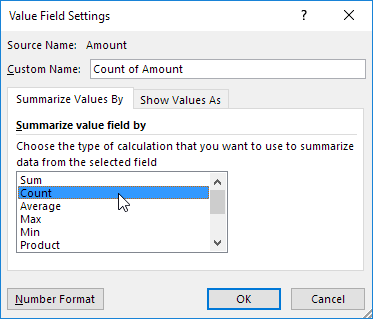 Summarize Value Field By