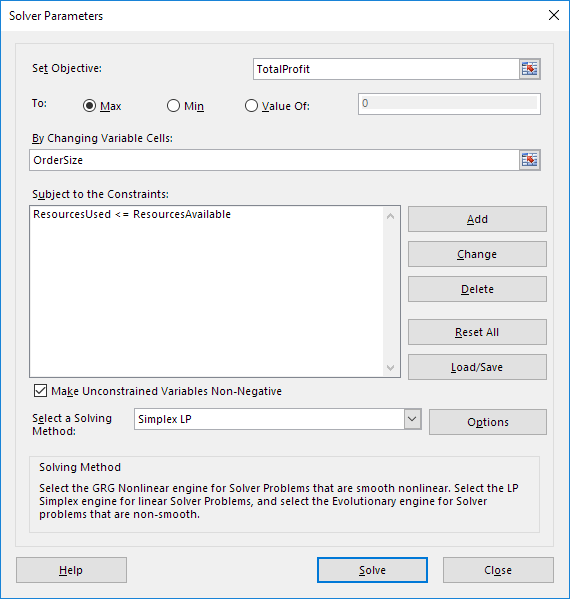 Solver Parameters