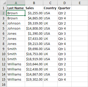 Sort On Multiple Columns in Excel