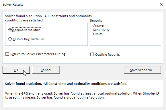 Solver Results