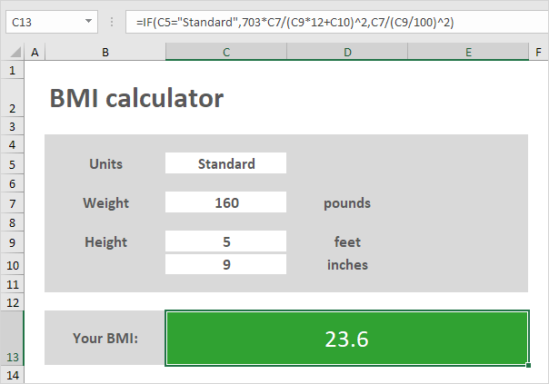 Bmi Calculator In Excel Easy Excel Tutorial