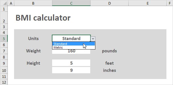 Bmi Calculator In Excel Easy Excel Tutorial