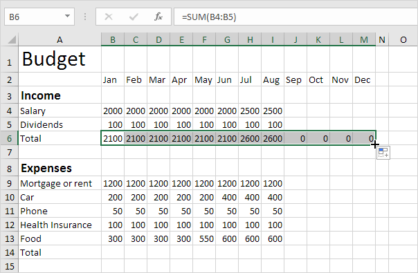 Create Budget Template from www.excel-easy.com