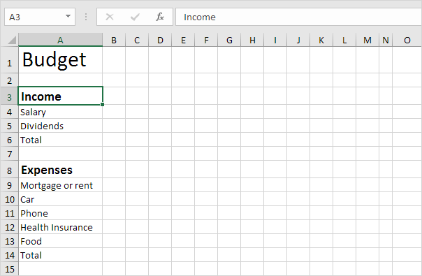 Create a Budget in Excel (In Easy Steps)