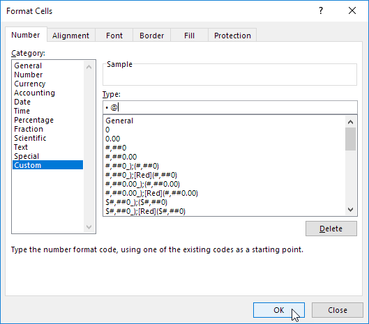 Excel formato custom