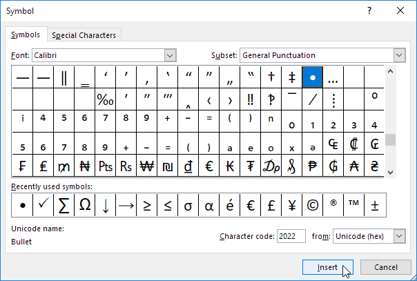 mac word keyboard shortcut bullet point