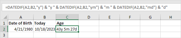 Calculate Age in Years, Months and Days