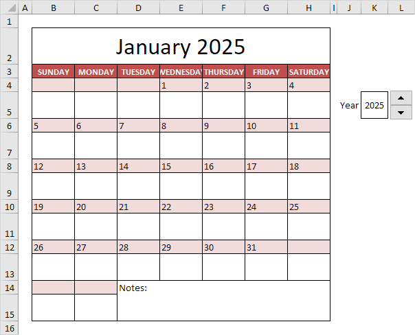 Calendar Template in Excel - Easy Excel Tutorial