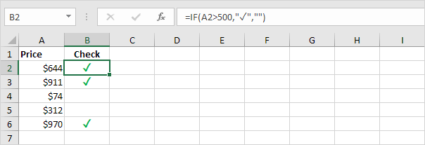 Formula Returns a Check Mark