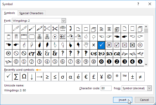 How to insert check mark (Tickmark ✓) in Excel