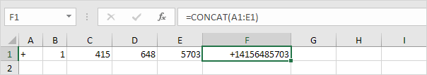 CONCAT function in Excel