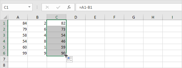 Formula Copied Down