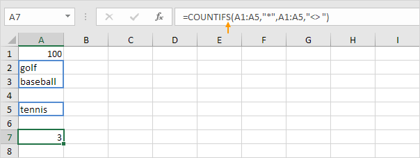 Count Cells with Text and Exclude Cells with a Space Character