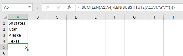 Count Specific Character in a Range of Cells