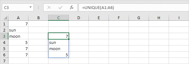 UNIQUE function