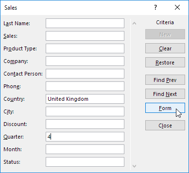 Enter Criteria