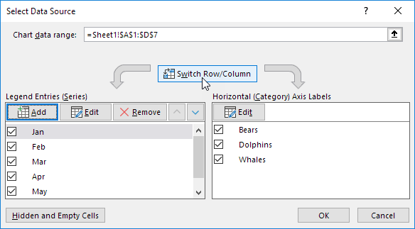 Excel Chart Hide Data Series