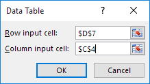 Row and Column Input Cell