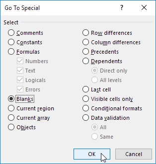 Select Blanks Select Blanks
