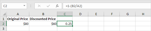 how to calculate discount percentage formula in excel