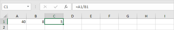 Divide Numbers by Using Cell References in excel