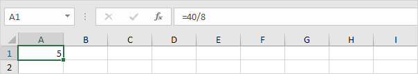 Divide Numbers in excel in a Cell