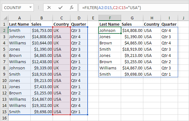 FILTER function