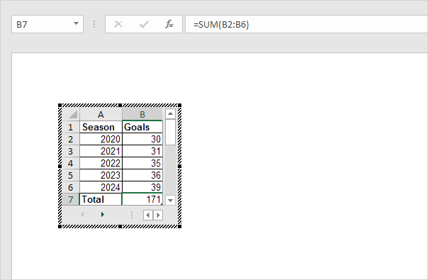 Embedded Worksheet in Word