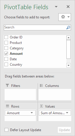 PivotTable Fields Pane