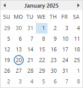 Calendar January 2025
