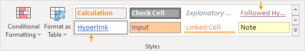 Hyperlink Styles in Excel