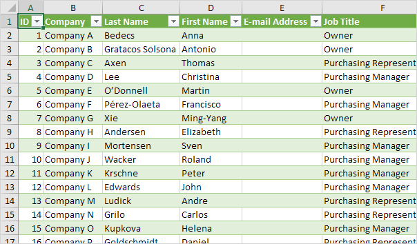 Access Data in Excel